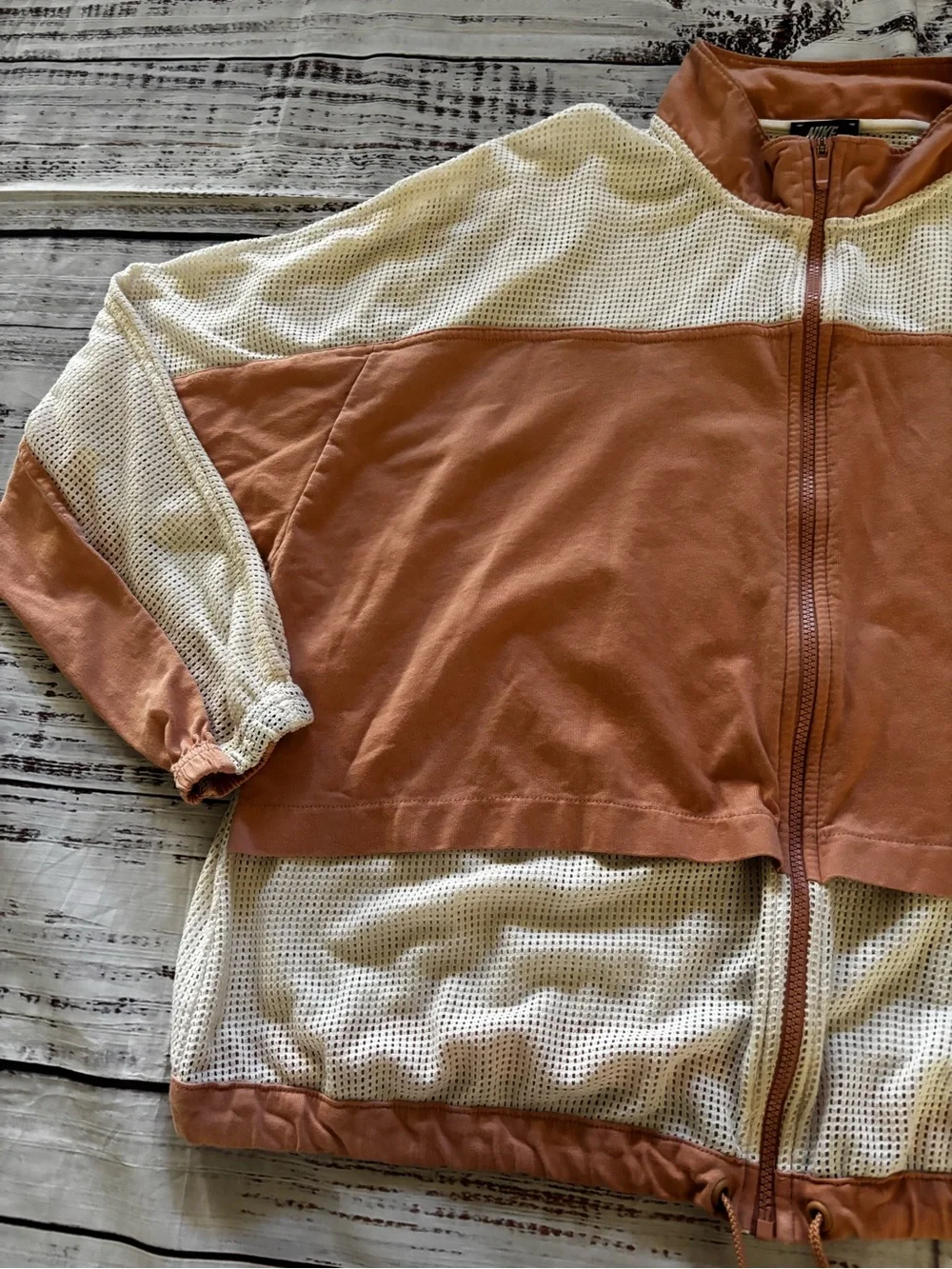 Nike Women’s Dusty Rose and Cream Mesh Zip Bomber Jacket